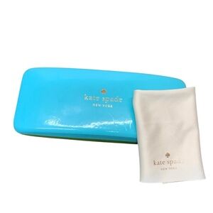 Kate Spade Blue & Green Hard Shell Glasses Case with Cloth